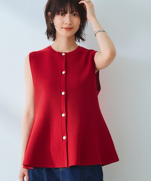 CROSS FUNCTION（クロスファンクション）の「《洗える》サマ美え マシュマロミラノペプラムニットベスト【CROSS FUNCTION/クロスファンクション】（ニット/セーター・レディース・レッド/ネイビー/ライトベージュ/ブラック・L/M/LL）」の18枚目の写真