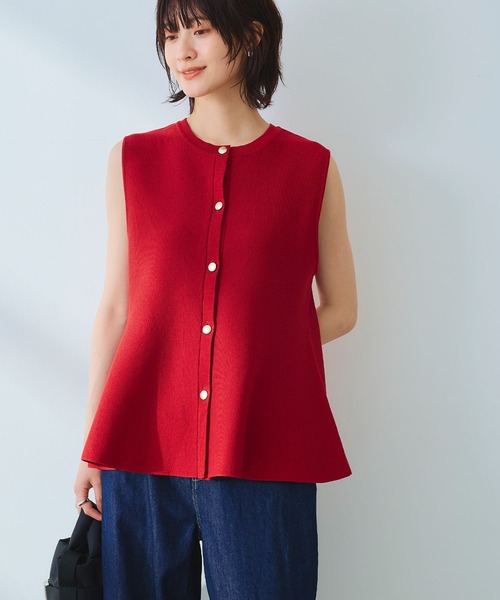 CROSS FUNCTION（クロスファンクション）の「《洗える》サマ美え マシュマロミラノペプラムニットベスト【CROSS FUNCTION/クロスファンクション】（ニット/セーター・レディース・レッド/ネイビー/ライトベージュ/ブラック・L/M/LL）」の21枚目の写真