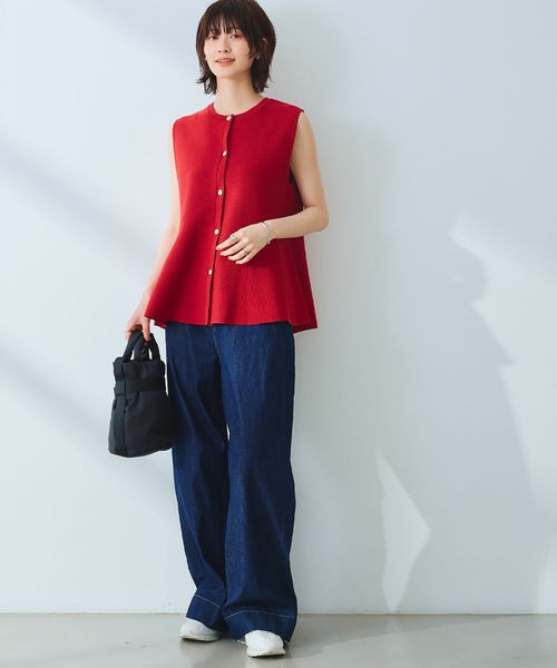 CROSS FUNCTION（クロスファンクション）の「《洗える》サマ美え マシュマロミラノペプラムニットベスト【CROSS FUNCTION/クロスファンクション】（ニット/セーター・レディース・レッド/ネイビー/ライトベージュ/ブラック・L/M/LL）」の22枚目の写真