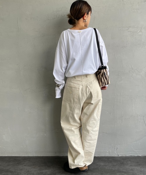 MICA&DEAL（マイカ＆ディール）の「[MICA&DEAL/マイカアンドディール] AMERICANAxMICA ロゴプリント ロングスリーブTシャツ（Tシャツ/カットソー・レディース・グレー/ブラウン/ホワイト・F）」の12枚目の写真