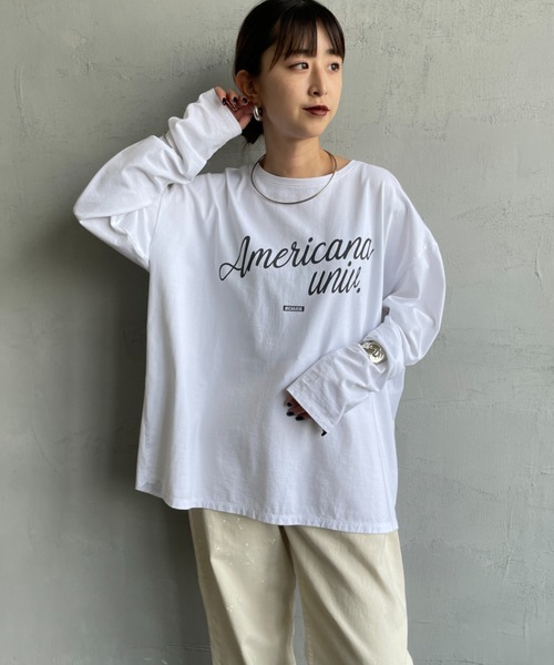 MICA&DEAL（マイカ＆ディール）の「[MICA&DEAL/マイカアンドディール] AMERICANAxMICA ロゴプリント ロングスリーブTシャツ（Tシャツ/カットソー・レディース・グレー/ブラウン/ホワイト・F）」の13枚目の写真