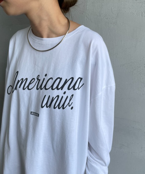 MICA&DEAL（マイカ＆ディール）の「[MICA&DEAL/マイカアンドディール] AMERICANAxMICA ロゴプリント ロングスリーブTシャツ（Tシャツ/カットソー・レディース・グレー/ブラウン/ホワイト・F）」の16枚目の写真