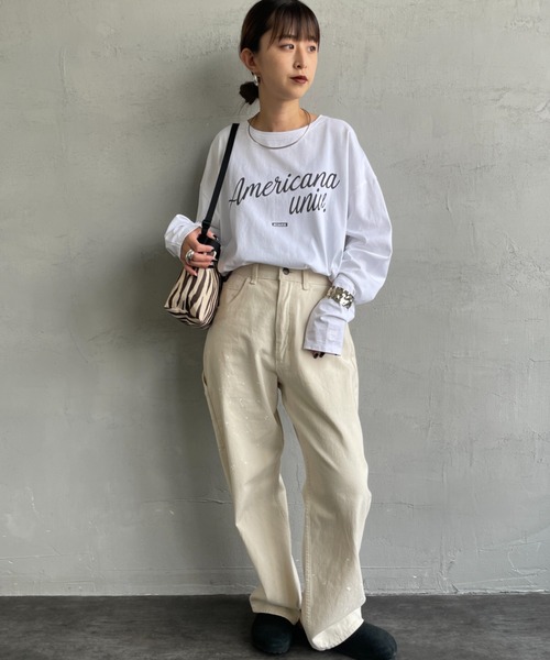 マイカアンドディール　ビッグＴシャツ MICA&DEAL/マイカアンドディール] AMERICANAxMICA ロゴプリント