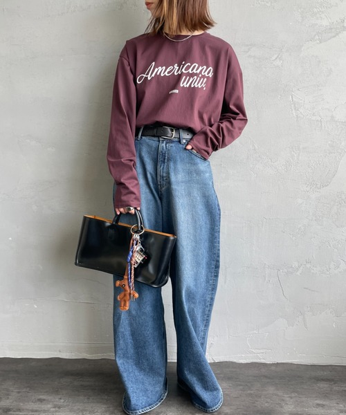 MICA&DEAL（マイカ＆ディール）の「[MICA&DEAL/マイカアンドディール] AMERICANAxMICA ロゴプリント ロングスリーブTシャツ（Tシャツ/カットソー・レディース・グレー/ブラウン/ホワイト・F）」の6枚目の写真