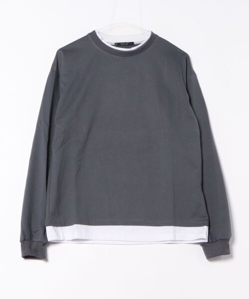 NO WAY（ノーウェイ）の「/レイヤードデザイン　ロングスリーブTシャツ/（Tシャツ/カットソー・レディース・ブラウン/ブルー/ブラック/カーキ/ベージュ/ホワイト/グレー系・LARGE/X-LARGE/MEDIUM）」の14枚目の写真