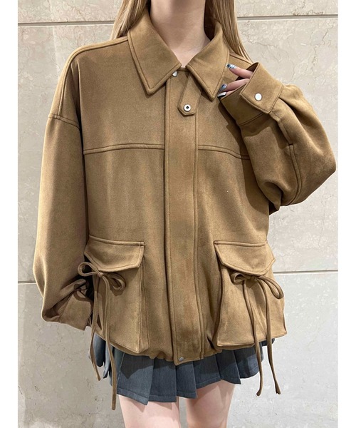 PHILLY(フィリー)の「リボンポケットスウェードタッチジャケット(ブルゾン・レディース・ブラウン/ダークブラウン・FREE)」の4枚目の写真