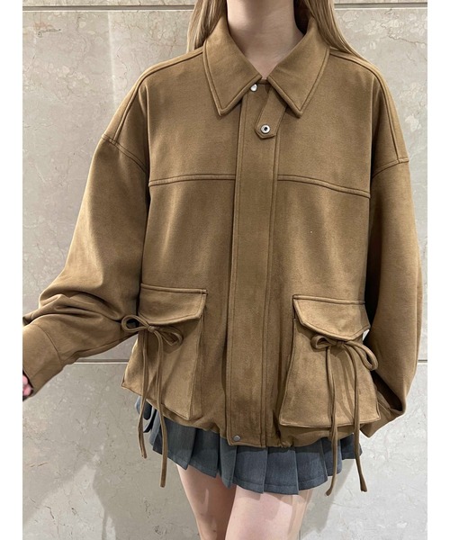 PHILLY(フィリー)の「リボンポケットスウェードタッチジャケット(ブルゾン・レディース・ブラウン/ダークブラウン・FREE)」の5枚目の写真