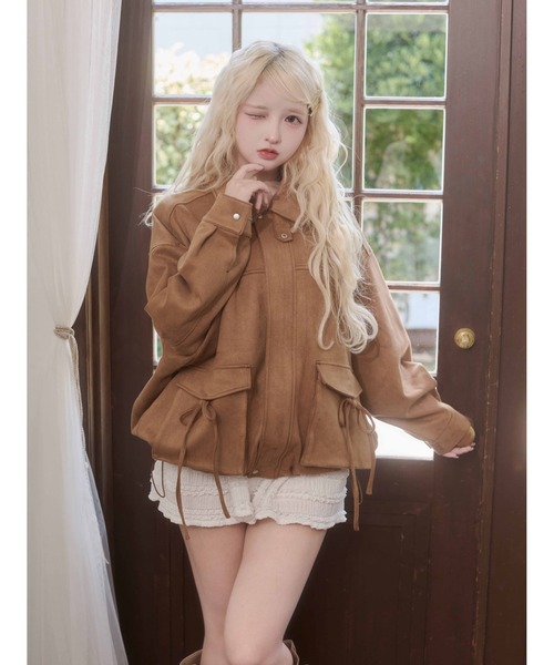 PHILLY(フィリー)の「リボンポケットスウェードタッチジャケット(ブルゾン・レディース・ブラウン/ダークブラウン・FREE)」の13枚目の写真