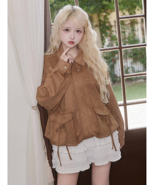 PHILLY(フィリー)の「リボンポケットスウェードタッチジャケット(ブルゾン・レディース・ブラウン/ダークブラウン・FREE)」の12枚目の写真