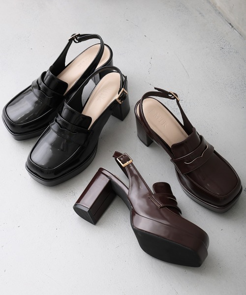 DEMETER(デメテル)の「厚底 プラットフォーム スリングバック ローファーパンプス(パンプス・レディース・ダークブラウン/ブラック・M/S/L)」の1枚目の写真