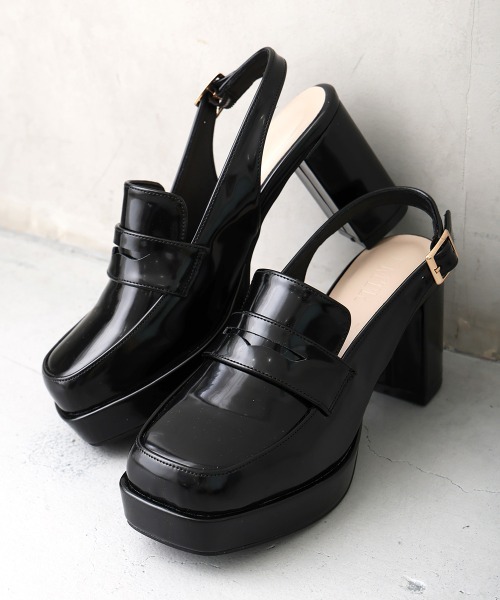 DEMETER(デメテル)の「厚底 プラットフォーム スリングバック ローファーパンプス(パンプス・レディース・ダークブラウン/ブラック・M/S/L)」の4枚目の写真