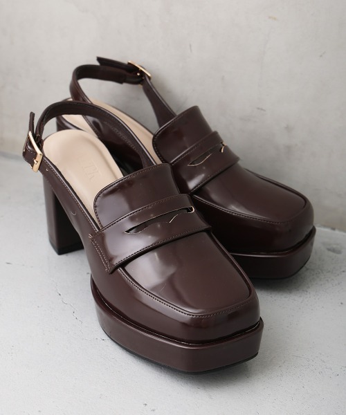 DEMETER(デメテル)の「厚底 プラットフォーム スリングバック ローファーパンプス(パンプス・レディース・ダークブラウン/ブラック・M/S/L)」の10枚目の写真