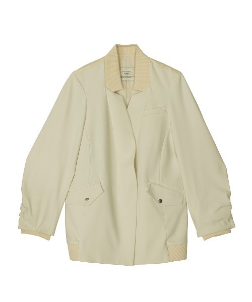 Ameri（アメリ）の「MILITARY DOCKING COLLARLESS JACKET（ミリタリージャケット・レディース・カーキ/アイボリー/ブラウン・FREE）」の10枚目の写真