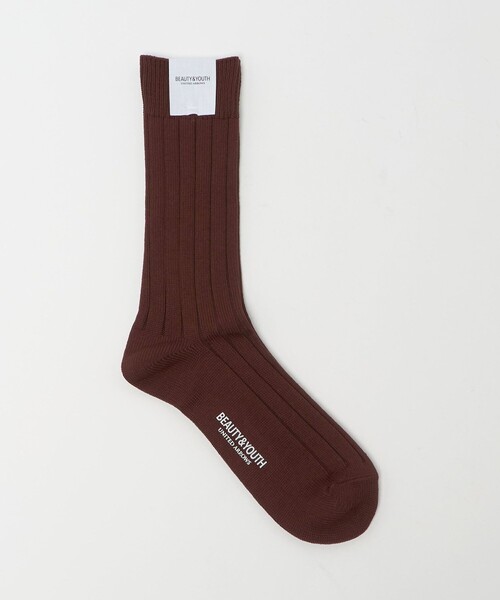 BEAUTY&YOUTH UNITED ARROWS(ビューティーアンドユースユナイテッドアローズ)の「シルケット リブ レギュラー ソックス(ソックス/靴下・メンズ・ダークブラウン/ホワイト/ブラック/その他1・FREE)」の1枚目の写真