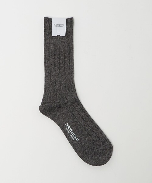 BEAUTY&YOUTH UNITED ARROWS(ビューティーアンドユースユナイテッドアローズ)の「シルケット リブ レギュラー ソックス(ソックス/靴下・メンズ・ダークブラウン/ホワイト/ブラック/その他1・FREE)」の4枚目の写真