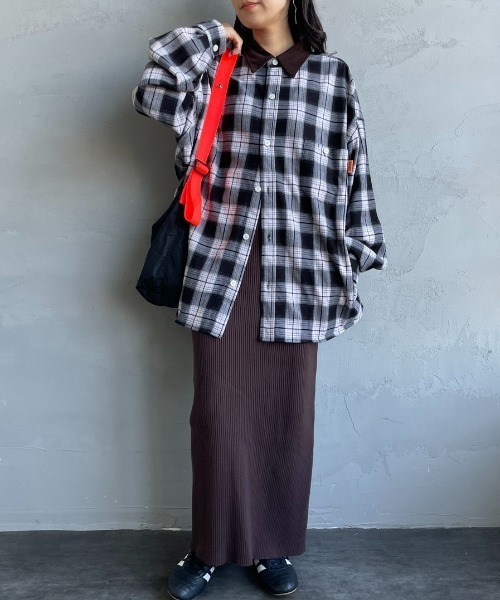 UNIVERSAL OVERALL（ユニバーサルオーバーオール）の「[UNIVERSAL OVERALL/ユニバーサルオーバーオール] 別注 ビッグシルエットパジャマシャツ（シャツ/ブラウス・レディース・ブラック/グリーン/イエロー・M/L/XL）」の6枚目の写真