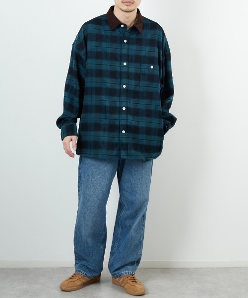 UNIVERSAL OVERALL（ユニバーサルオーバーオール）の「[UNIVERSAL OVERALL/ユニバーサルオーバーオール] 別注 ビッグシルエットパジャマシャツ（シャツ/ブラウス・レディース・ブラック/グリーン/イエロー・M/L/XL）」の9枚目の写真