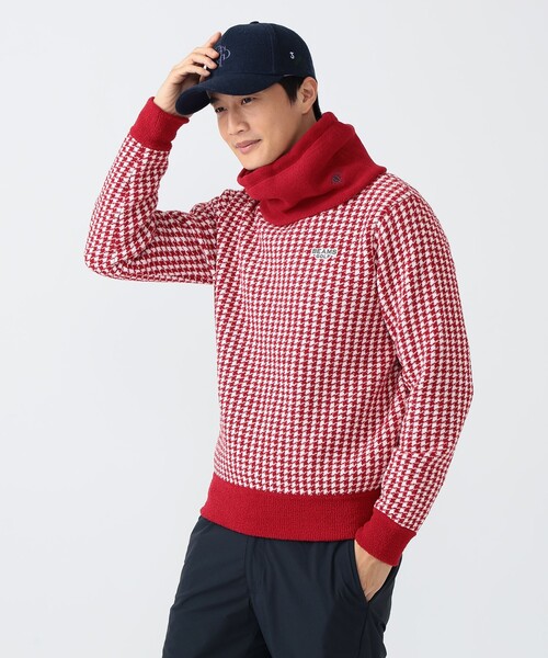 BEAMS GOLF（ビームスゴルフ）の「PURPLE LABEL / パイル ネックウォーマー（ネックウォーマー/スヌード・メンズ・ネイビー/レッド系その他7/ホワイト・ONE SIZE）」の4枚目の写真