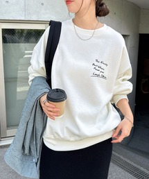 裏起毛メッセージロゴ刺繍スウェットトップス