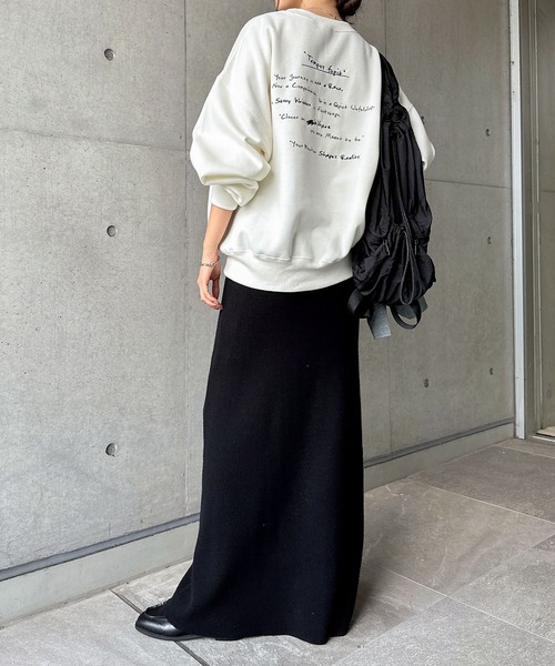andme（アンドミー）の「裏起毛メッセージロゴ刺繍スウェットトップス（スウェット・レディース・スミクロ/オートミール/キナリ・M/L）」の8枚目の写真