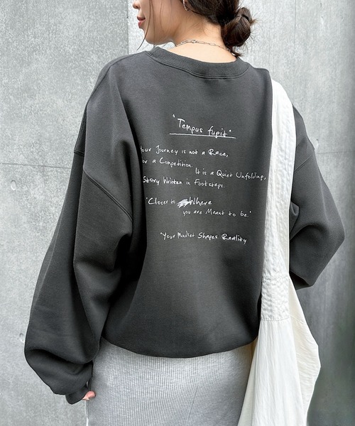 andme（アンドミー）の「裏起毛メッセージロゴ刺繍スウェットトップス（スウェット・レディース・スミクロ/オートミール/キナリ・M/L）」の15枚目の写真