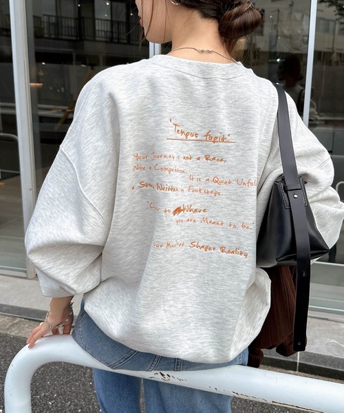 andme（アンドミー）の「裏起毛メッセージロゴ刺繍スウェットトップス（スウェット・レディース・スミクロ/オートミール/キナリ・M/L）」の16枚目の写真