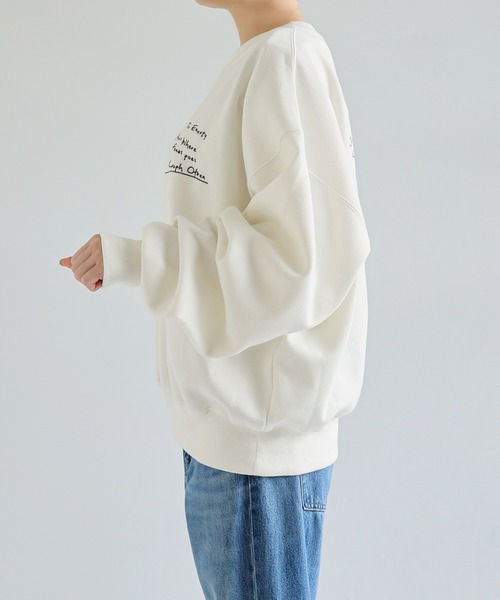 andme（アンドミー）の「裏起毛メッセージロゴ刺繍スウェットトップス（スウェット・レディース・スミクロ/オートミール/キナリ・M/L）」の22枚目の写真