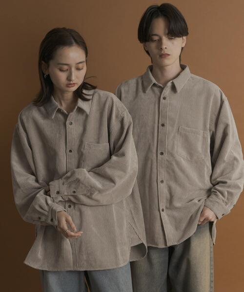 SENSE OF PLACE by URBAN RESEARCH（センスオブプレイスバイアーバンリサーチ）の「『ユニセックス』ウォッシュドコーデュロイロングスリーブシャツ（シャツ/ブラウス・メンズ・グリーン/ブラック/ライトベージュ/ブラウン・LARGE/MEDIUM）」の3枚目の写真