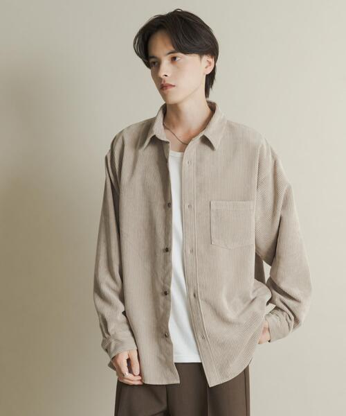 SENSE OF PLACE by URBAN RESEARCH（センスオブプレイスバイアーバンリサーチ）の「『ユニセックス』ウォッシュドコーデュロイロングスリーブシャツ（シャツ/ブラウス・メンズ・グリーン/ブラック/ライトベージュ/ブラウン・LARGE/MEDIUM）」の13枚目の写真