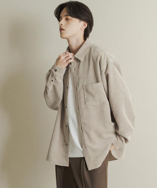 SENSE OF PLACE by URBAN RESEARCH（センスオブプレイスバイアーバンリサーチ）の「『ユニセックス』ウォッシュドコーデュロイロングスリーブシャツ（シャツ/ブラウス・メンズ・グリーン/ブラック/ライトベージュ/ブラウン・LARGE/MEDIUM）」の14枚目の写真