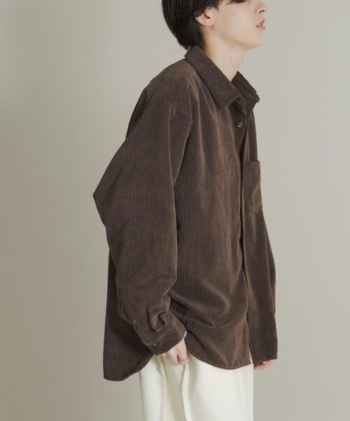 SENSE OF PLACE by URBAN RESEARCH（センスオブプレイスバイアーバンリサーチ）の「『ユニセックス』ウォッシュドコーデュロイロングスリーブシャツ（シャツ/ブラウス・メンズ・グリーン/ブラック/ライトベージュ/ブラウン・LARGE/MEDIUM）」の5枚目の写真