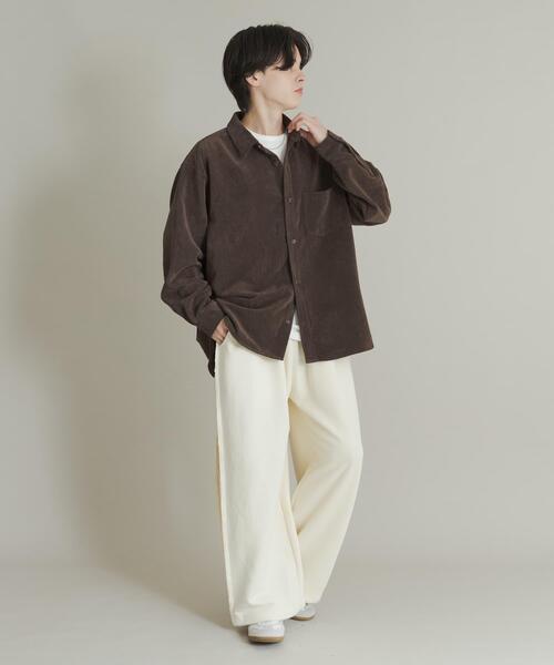 SENSE OF PLACE by URBAN RESEARCH（センスオブプレイスバイアーバンリサーチ）の「『ユニセックス』ウォッシュドコーデュロイロングスリーブシャツ（シャツ/ブラウス・メンズ・グリーン/ブラック/ライトベージュ/ブラウン・LARGE/MEDIUM）」の7枚目の写真