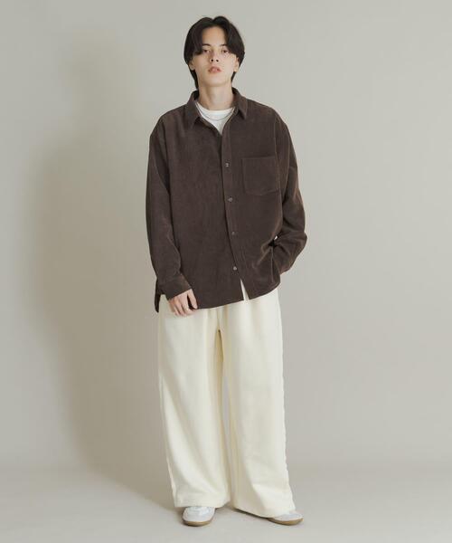 SENSE OF PLACE by URBAN RESEARCH（センスオブプレイスバイアーバンリサーチ）の「『ユニセックス』ウォッシュドコーデュロイロングスリーブシャツ（シャツ/ブラウス・メンズ・グリーン/ブラック/ライトベージュ/ブラウン・LARGE/MEDIUM）」の8枚目の写真