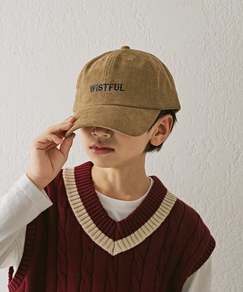 CIAOPANIC TYPY（チャオパニックティピー）の「【KIDS】アソート柄刺繍コーデュロイキャップ（ハット・キッズ・キャメル/ネイビー/サックスブルー・ONE SIZE）」の6枚目の写真