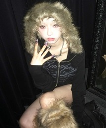 A'GEM/9 × .kom 『FANCY CLUB/ファンシークラブ』 RUTHLESS FUR HOODED ZIP-UP/ファー フード ジップアップパーカー
