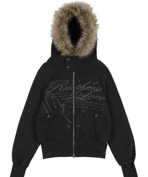 トップス FANCY CLUB/ RUTHLESS FUR HOODED ZIP-UP A'GEM/9 × .kom 『FANCY CLUB/ファンシークラブ』 RUTHLESS FUR HOODED
