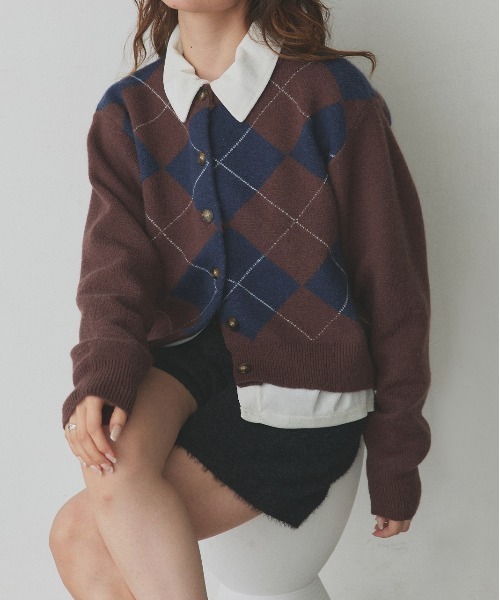 セール】アーガイル ニットカーディガン（ニット/セーター）｜ad thie