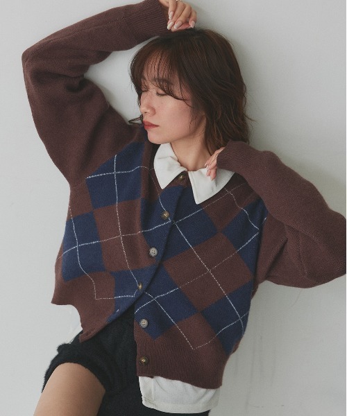 セール】アーガイル ニットカーディガン（ニット/セーター）｜ad thie