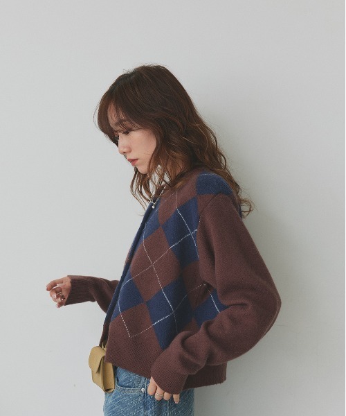 セール】アーガイル ニットカーディガン（ニット/セーター）｜ad thie