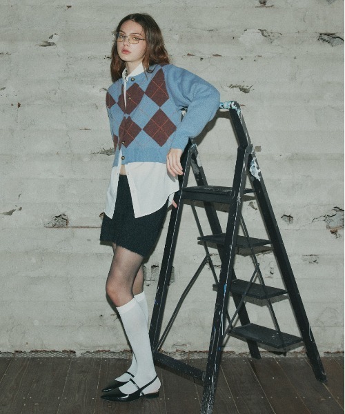 ad thie(アドティエ)の「アーガイル ニットカーディガン(ニット/セーター・レディース・ブルー/グレー/ブラウン・FREE)」の5枚目の写真