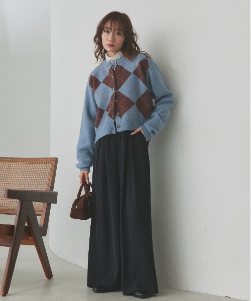 ad thie(アドティエ)の「アーガイル ニットカーディガン(ニット/セーター・レディース・ブルー/グレー/ブラウン・FREE)」の9枚目の写真