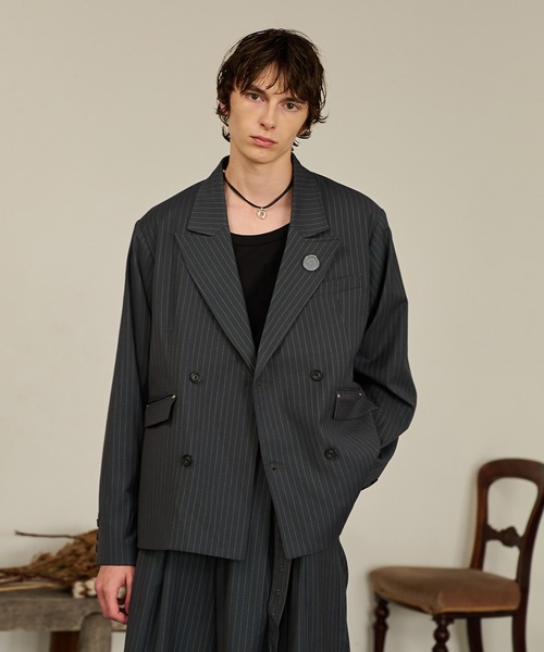 ジャケット・アウター 90s vintage double tailored jacket JUHA ジャケット テーラードジャケット FANCY TWEED NO-COLLAR