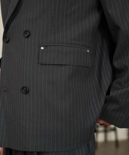セール】Striped Double-Breasted Jacket /ストライプダブルブレスト