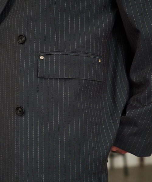セール】Striped Double-Breasted Jacket /ストライプダブルブレスト