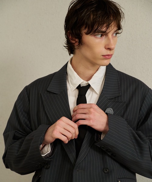 Forte(フォルテ)(フォルテ)の「Striped Double-Breasted Jacket /ストライプダブルブレストジャケット/セットアップ着用可能(テーラードジャケット・メンズ・グレー系その他/ブラック系1・LARGE/MEDIUM)」の8枚目の写真