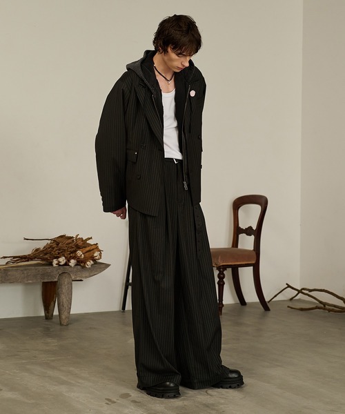 ネイビー ストライプ ダブルブレストジャケット　テーラードジャケット 洗える】ダブルブレストジャケット(テーラードジャケット) | a.v.v