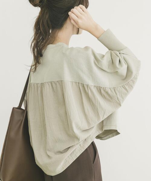 ITEMS URBANRESEARCH（アイテムズ アーバンリサーチ）の「裏毛ドッキングプルオーバー（Tシャツ/カットソー・レディース・モカ/ライトベージュ/ブラック・FREE）」の5枚目の写真