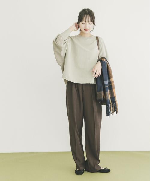 ITEMS URBANRESEARCH（アイテムズ アーバンリサーチ）の「裏毛ドッキングプルオーバー（Tシャツ/カットソー・レディース・モカ/ライトベージュ/ブラック・FREE）」の7枚目の写真