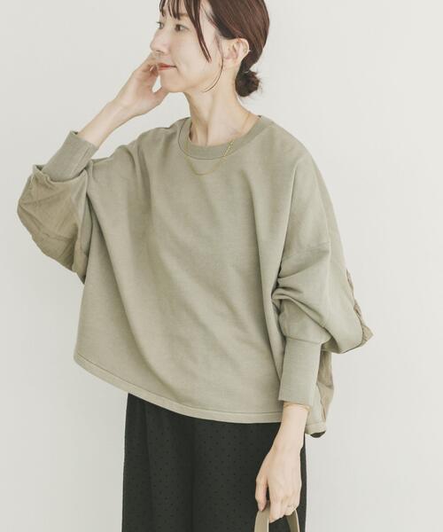 ITEMS URBANRESEARCH(アイテムズ アーバンリサーチ)の「裏毛ドッキングプルオーバー(Tシャツ/カットソー・レディース・ブラック/ライトベージュ/モカ・FREE)」の14枚目の写真