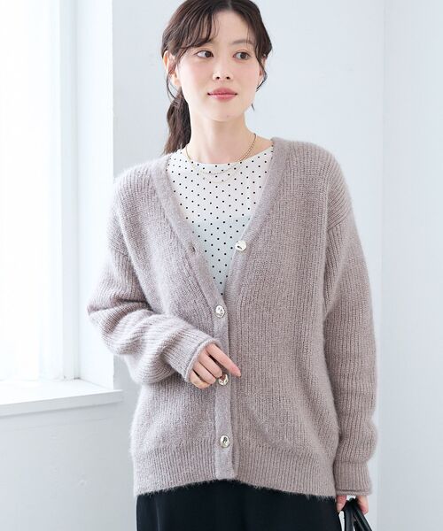 le.coeur blanc（ルクールブラン）の「《手洗い可能》ラメシャギーニットカーデ（カーディガン/ボレロ・レディース・ピンク/ベージュ/グレー/ライトブルー・38）」の8枚目の写真